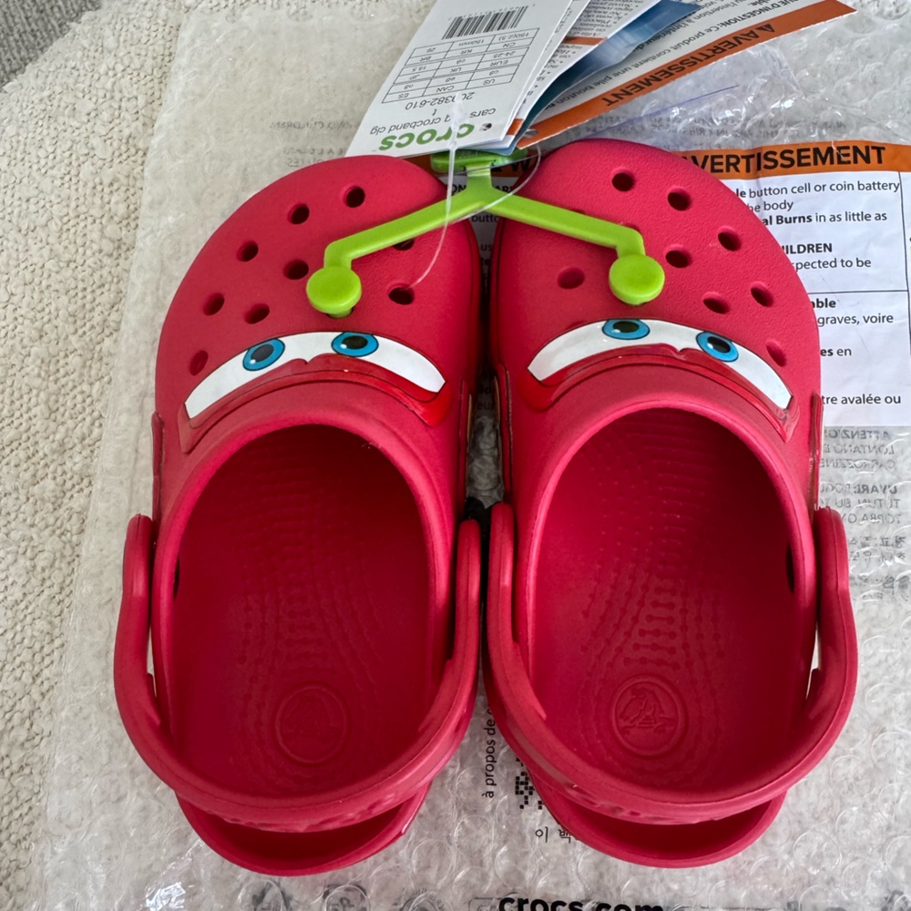 NEW in bag- CROCS toddler light up Lightening McQueen size 8c